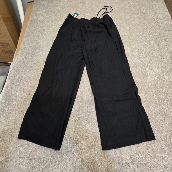 Linen Rayon Drawstring Casual Flowy Wide-leg Palazzo Pants Briggs sz XL - Picture 1 of 11